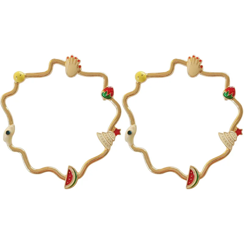 Серьги гвоздики с ушками милая Асимметричная форма вырезами пирожными цвет