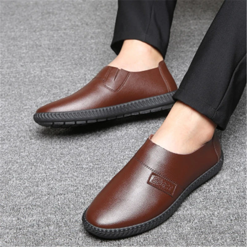 

2019 Spring Autumn Fashion Men PU Shoes Slip On Black Shoes Genuine Leather Loafers Mens Moccasins Shoes Calzado comercial