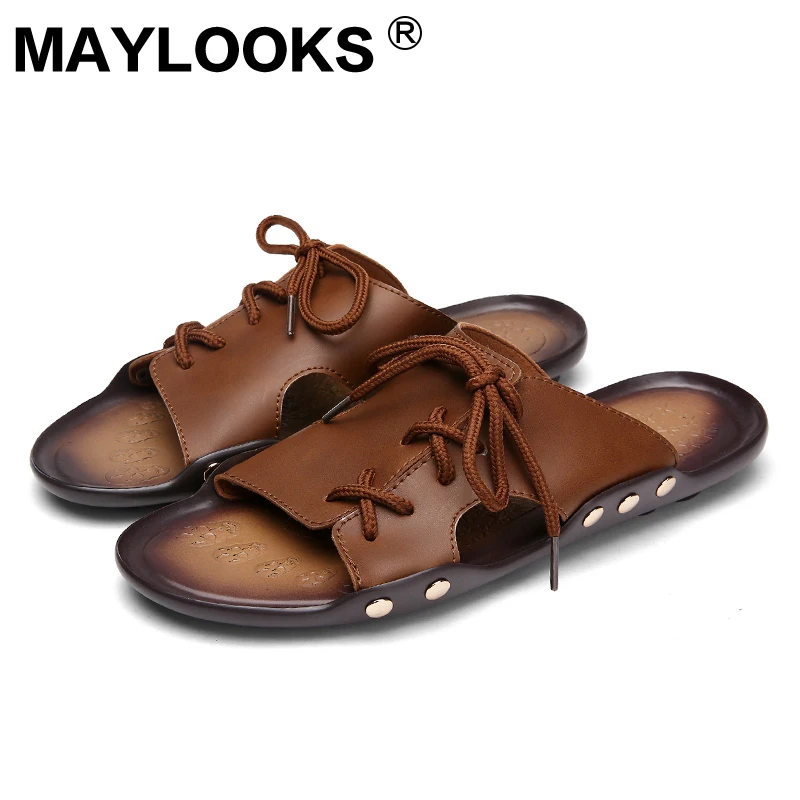 Пляжная обувь мужские шлепанцы Мужские сандалии 2018 Летняя с кружевом