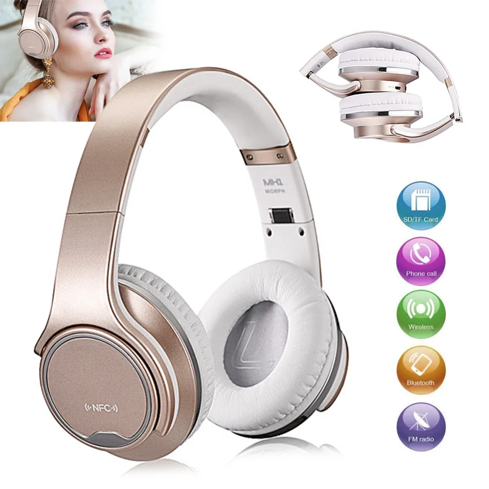 Складные NFC Bluetooth наушники Динамик 2 в 1 шумоподавление Беспроводная гарнитура