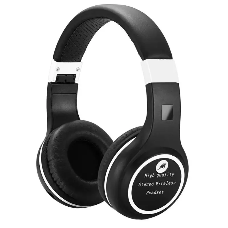 Черный Новые беспроводные Bluetooth наушники складные супер стерео звук гарнитура с микрофоном Поддержка TF слот для карты FM радио - Цвет: Черный