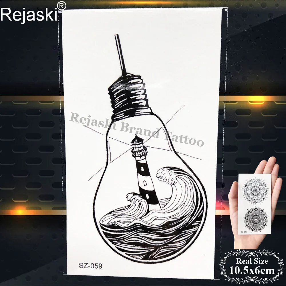 PSZ059 Rejaski черные временные тату наклейки для женщин Айсберг рука геометрические водостойкие татуировки мужские горные поддельные татуировки 3D Летний стиль - Цвет: PSZ059