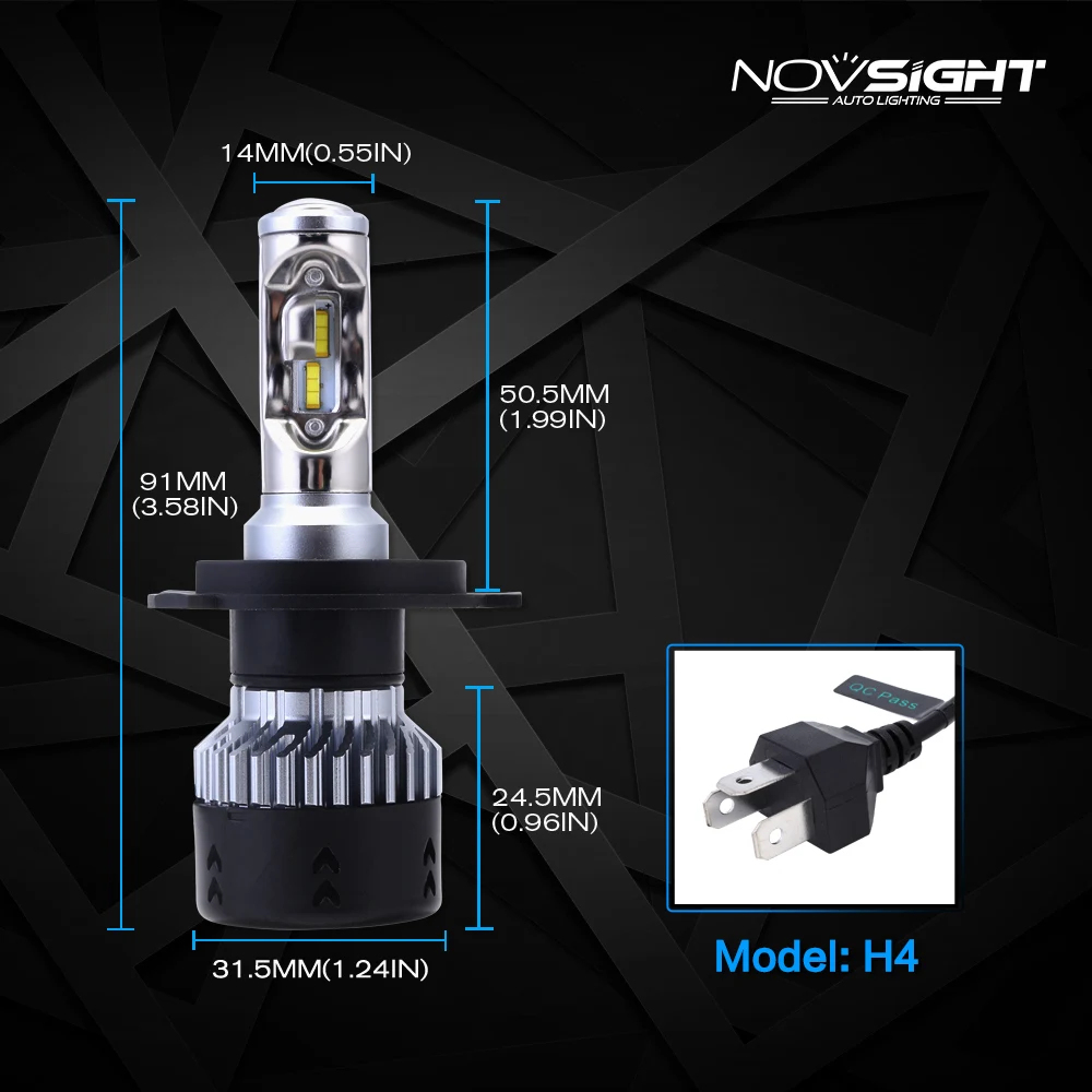 NOVSIGHT 2 шт. H1 led h7 светодиодные лампы для фар 6000 лм с линзой h11 светодиодные фары 9005 к 9006 H4 12 В для автомобилей