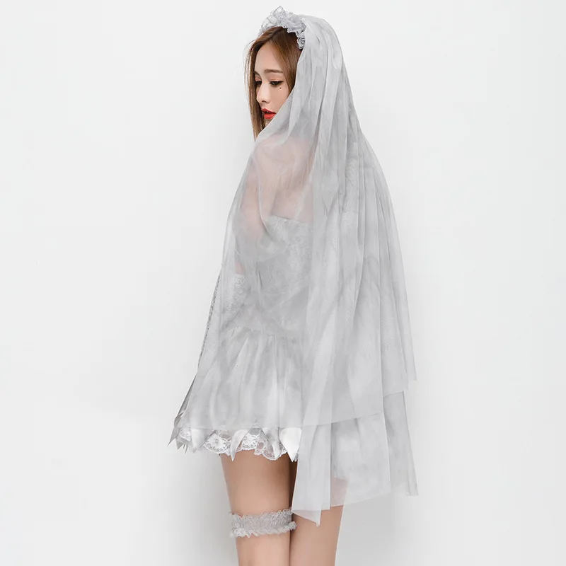 

Day of The Dead Ghost Bride Costume Halloween Adult Women Scary Ghost Bride Cosplay Uniform Fantasia Fancy Dress