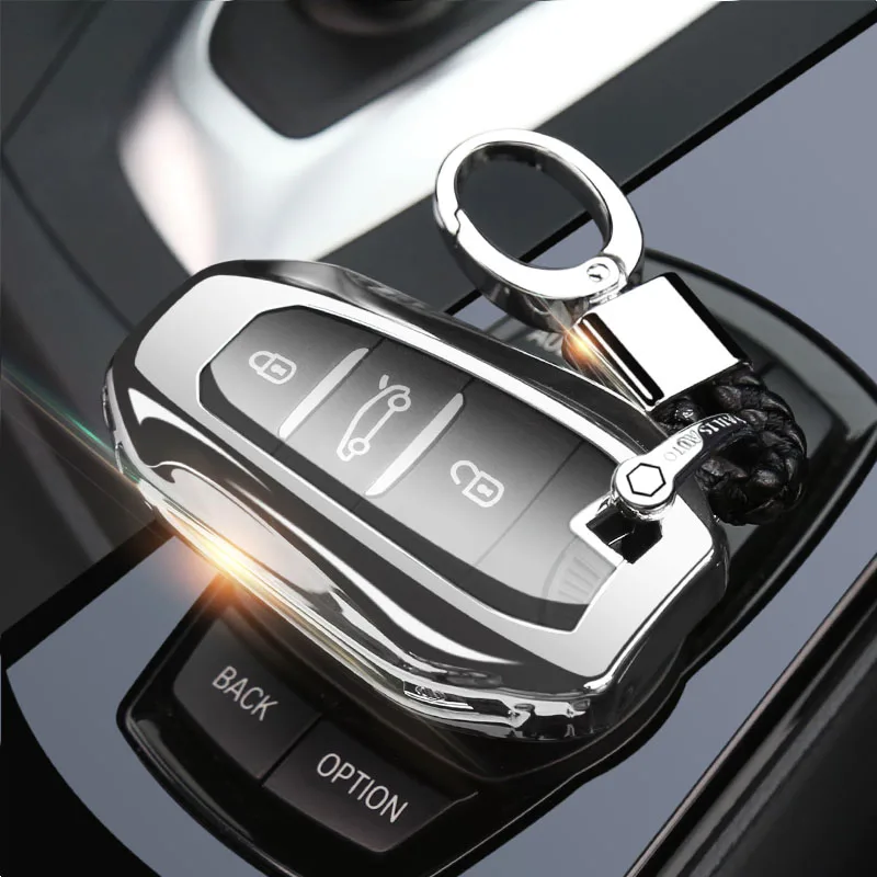 silver buckle set Чехол для автомобильного ключа, брелок для peugeot 208 308 508 3008 5008 для Citroen C4 Picasso DS3 DS4 DS5 DS6 - Название цвета: silver buckle set