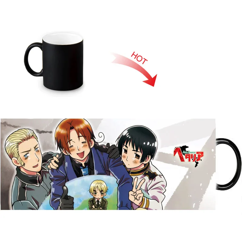Axis Powers Hetalia Горячие реактивные чувствительные кружки черно белые Меняющие цвет