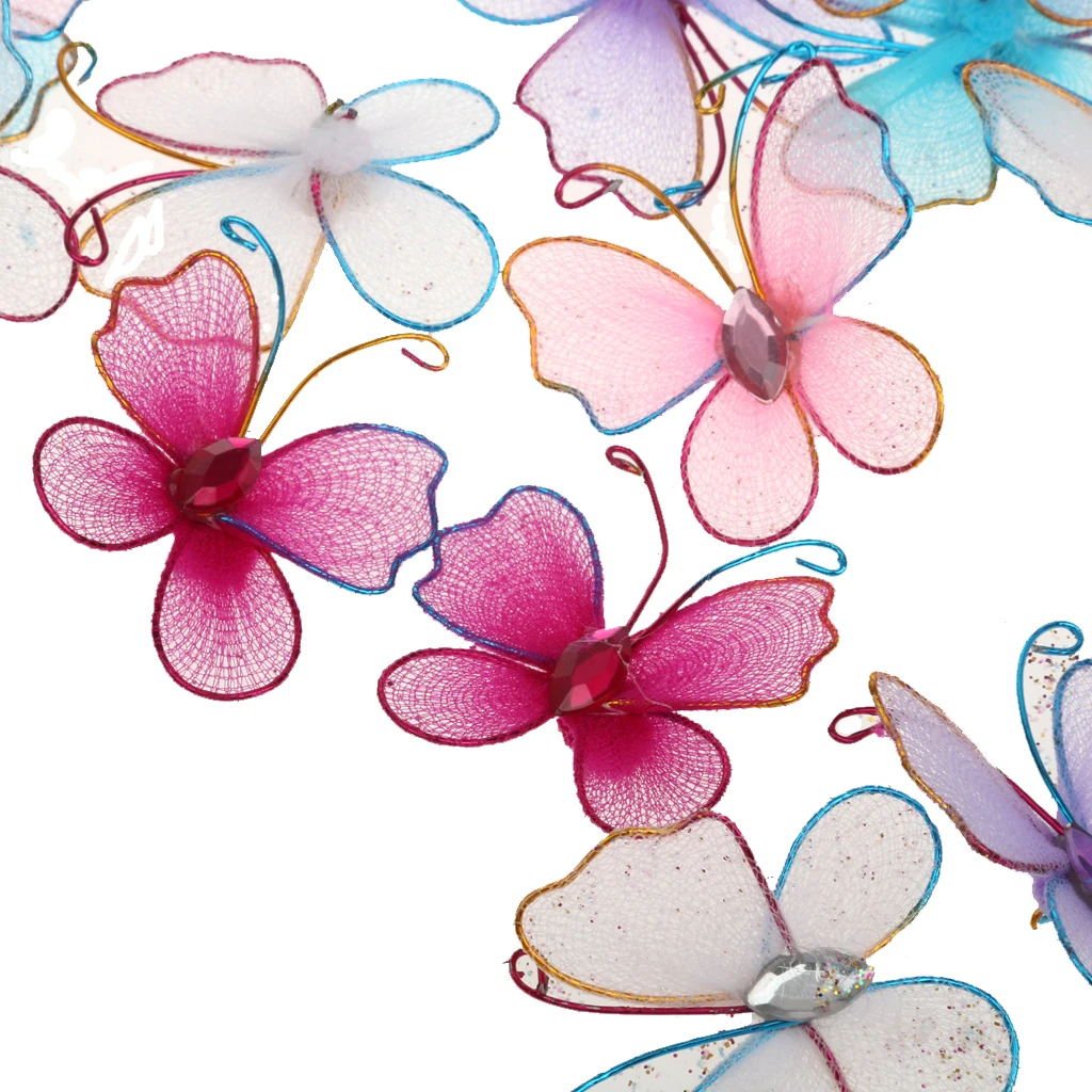 

MagiDeal 50 pcs Mixed Color Stocking Butterflies for Wedding Party Home Decoration Scrapbooking Sewing DIY Crafts 3.5cm