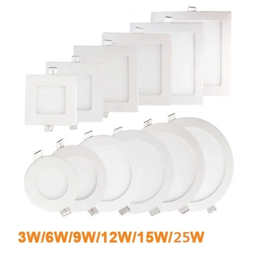 Новый Круглый/Квадратный светодиодный панельный светильник 3 Вт 4 6 9 12 15 25