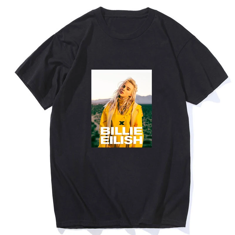 Billie Eilish футболка с фото принтом на заказ Летние черные футболки мужские