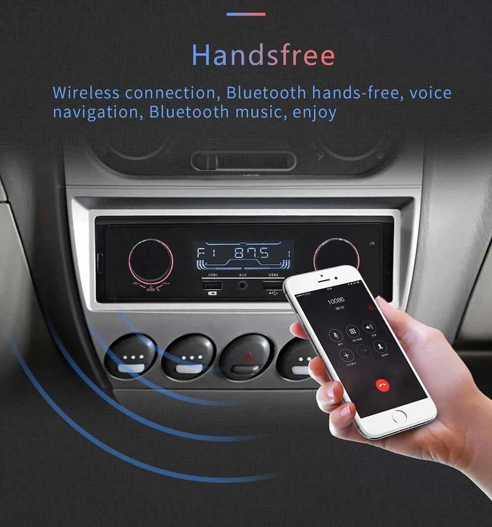 Автомобильный MP3-плеер AMPrime 1 Din, fm-радио, тюнер, 2,5 дюймов, большой светодиодный, сегментный дисплей, AUX USB, DC 12 В, Auroradio, беспроводной пульт дистанционного управления