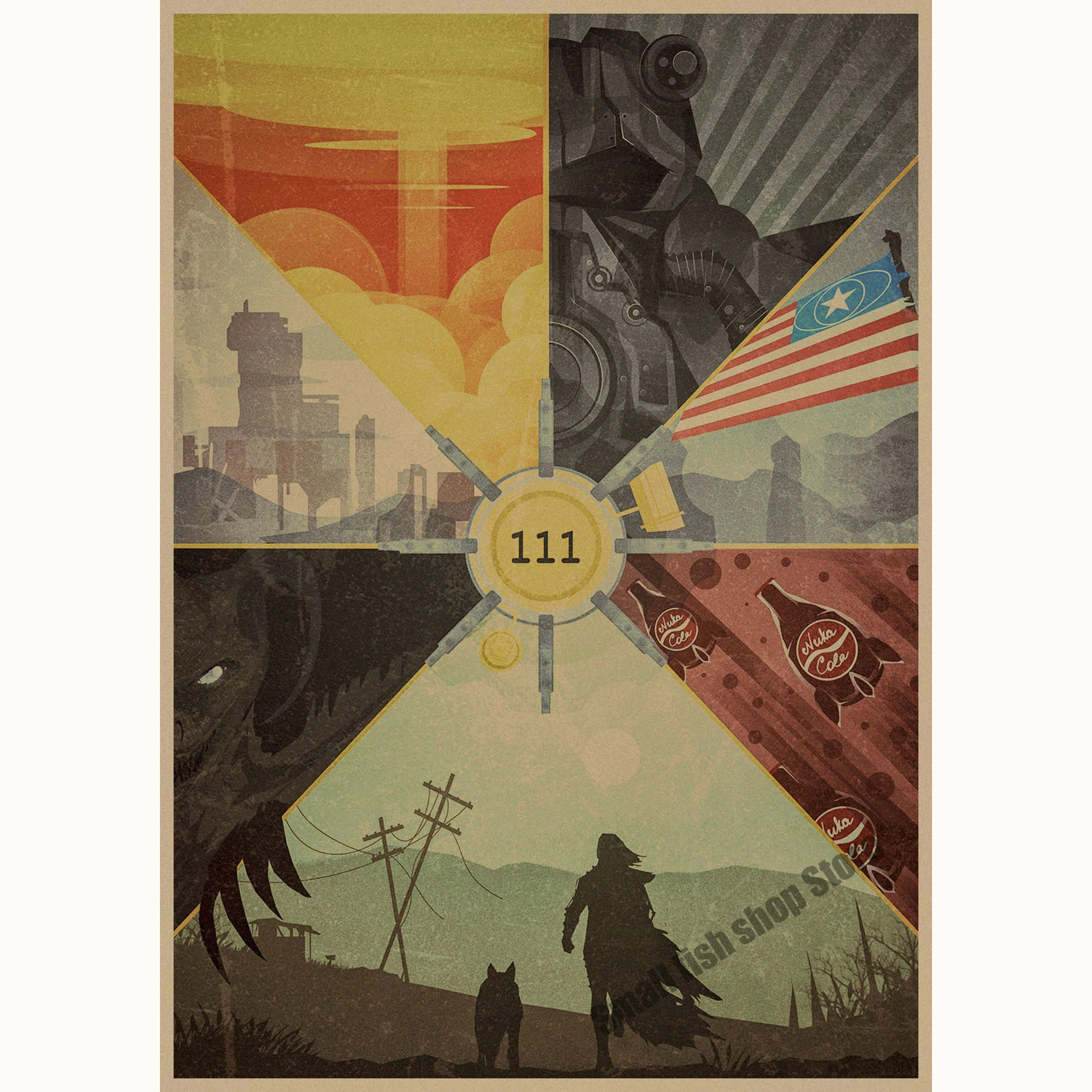 Fallout серия игра Ретро плакат ретро крафт-бумага кафе домашний декор живопись Наклейка на стену - Цвет: Лиловый