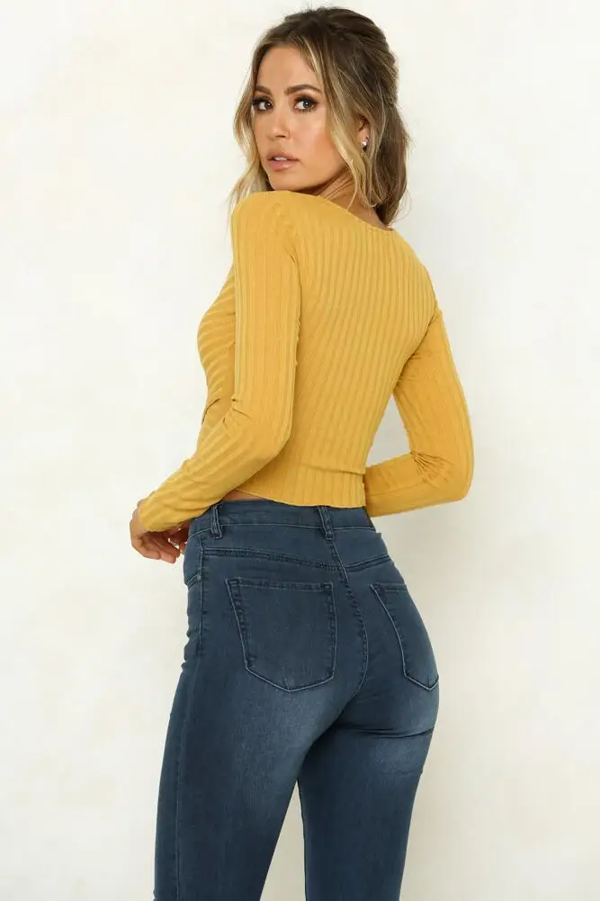 Осенняя Новая модная короткая сексуальная женская одежда с v образным вырезом и