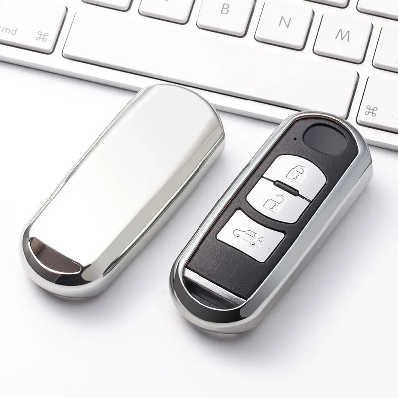 Серебряный защитный чехол для ключей из ТПУ Mazda 2 3 5 6 MX5 CX3 CX5 CX7|Футляр