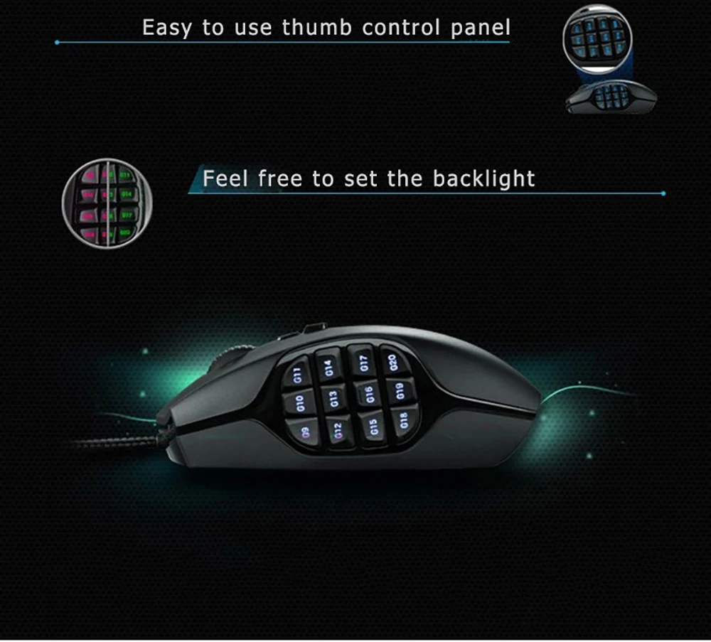 Original Logitech G600 Gaming Mouse Wired RGB Esports Mouse 17 Programmable Buttons Desktop Laptop PC Gaming Portable Mice