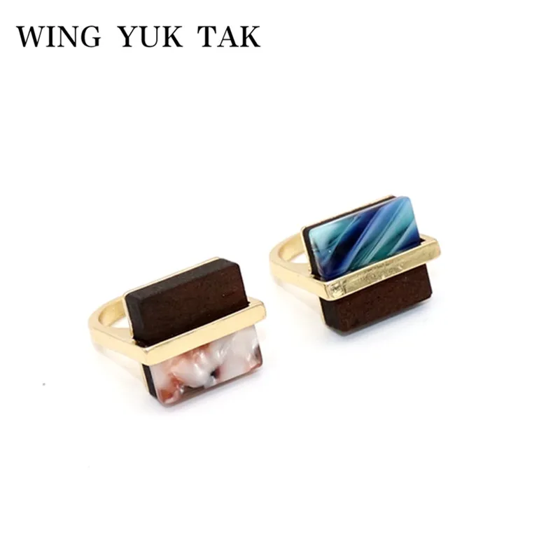 Винтажное деревянное женское кольцо wing OK tak новое модное геометрическое
