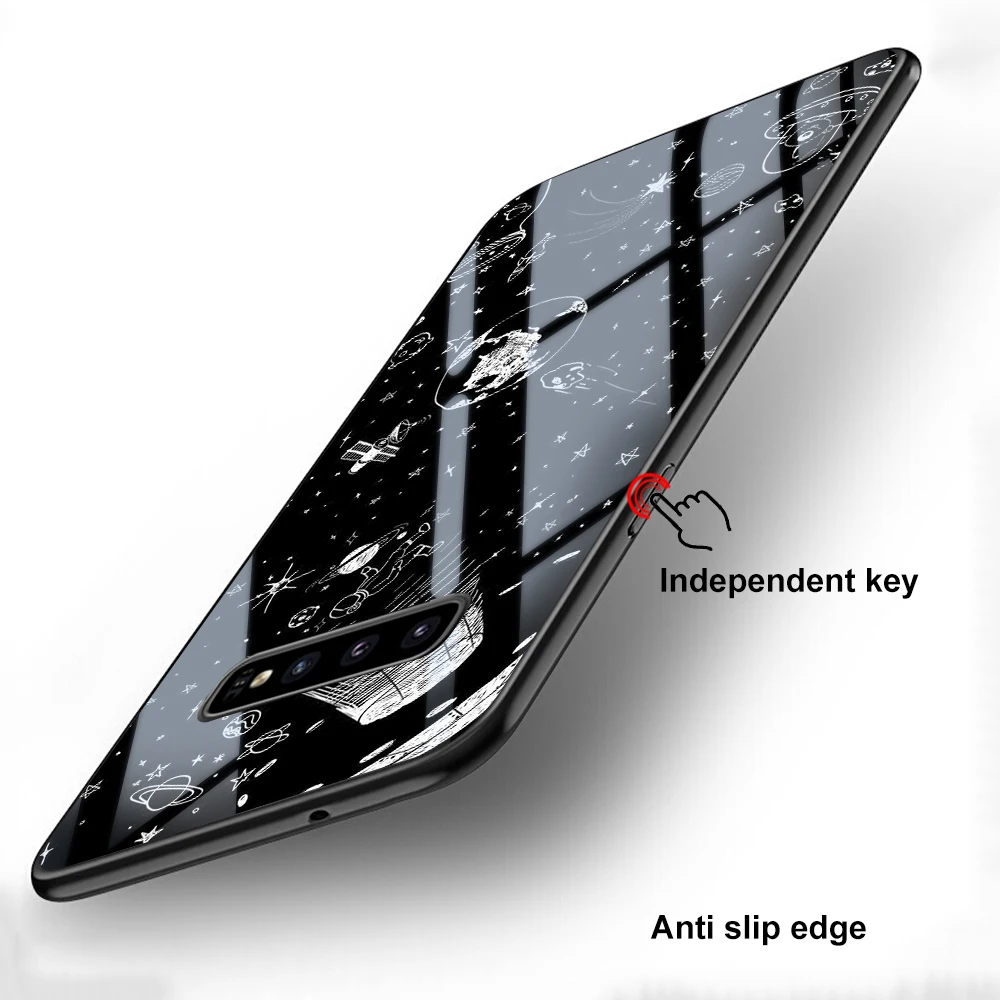 ciciber For Samsung Galaxy S10 S10e S9 S8 Plus S10+ S9+ S8+ Tempered Glass Phone Cases for Note 9 8 Cover Marvel Skull |