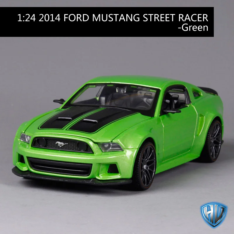 Maisto 1:24 2014 mustang Уличная обувь белый и зеленый цвет гоночный автомобиль литой под