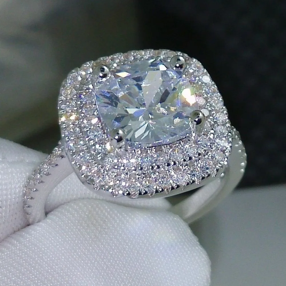 4 цвета огранка 8 мм AAAAA Циркон Cz 925 Anillos серебро Женское Обручальное кольцо обручальное/розовый/фиолетовый цвет изысканное ювелирное изделие 6-10