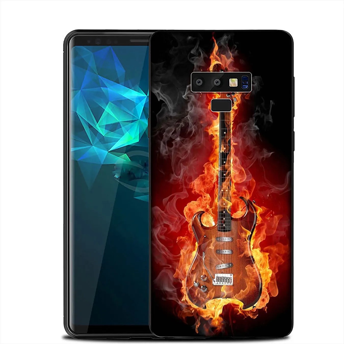 IYICAO Music guitar DJ luxury Soft Silicone Case for Samsung Galaxy A6 A9 A8 A7 2018 A3 A5 2016 2017 Note 9 8 10 Plus Lite |