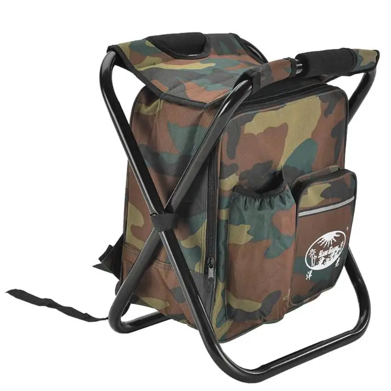Camouflage Открытый складной Кемпинг стул для рыбалки портативный рюкзак кулер изолированная сумка для пикника Походное сиденье настольные сумки Pesca снасти - Цвет: Camouflage