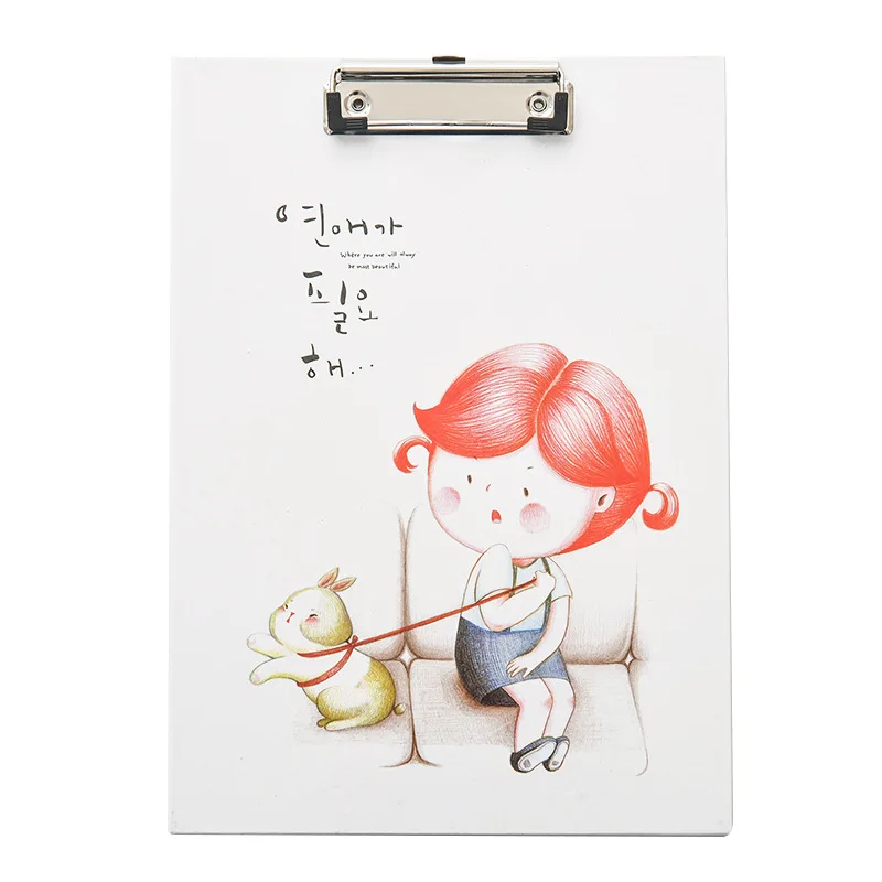 

Cartoon Cute Girl A4 Clip Binder Student Office Folder Wooden Pad Fichario File Holder Paper Organizer School Supplies