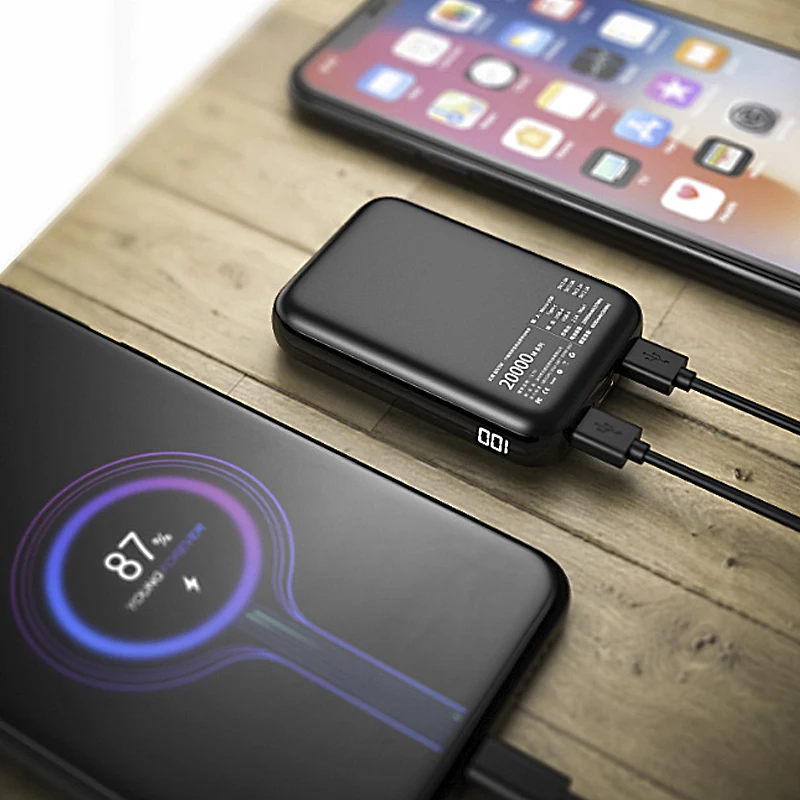 10000 мАч Мини Внешний аккумулятор с двойным usb тип-c Внешнее зарядное устройство с цифровым светодиодный дисплеем для iPhone samsung Xiaomi