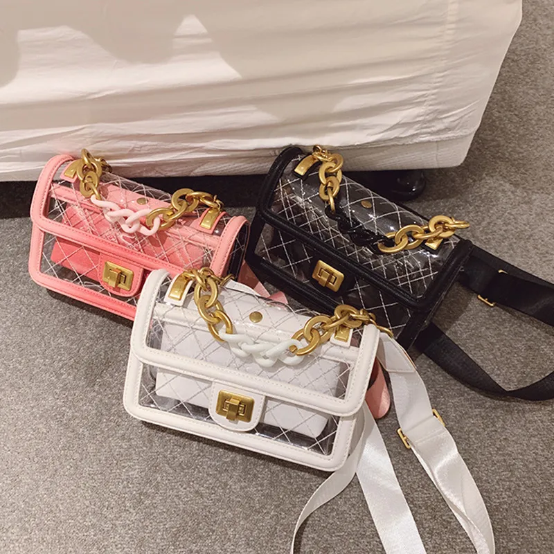 Весенняя и летняя прозрачная цепочка сумки через плечо женские клатчи модные |