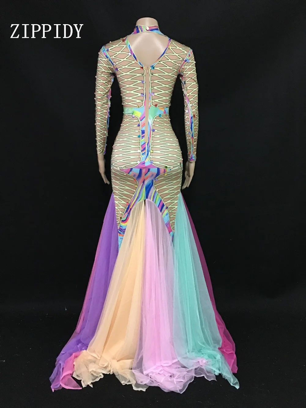 Сексуальное яркое Сетчатое платье с хвостом сексапильная одежда большой