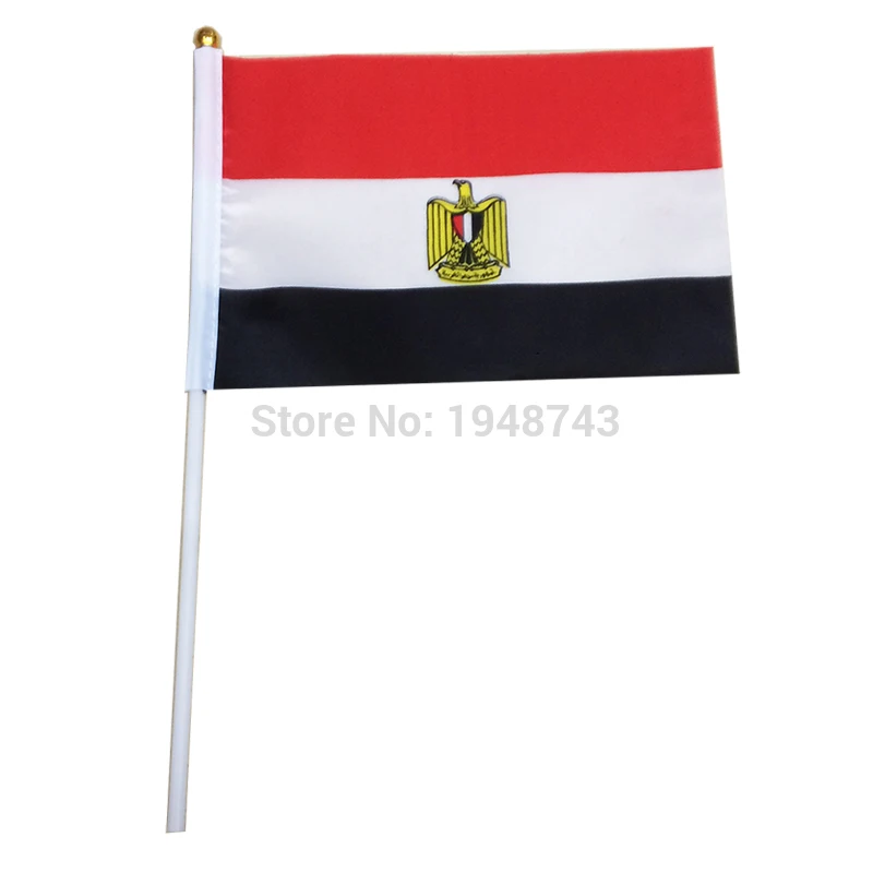 10pcs the Small Egypt flag 14*21CM Flag hand national with Pole Handing | Дом и сад