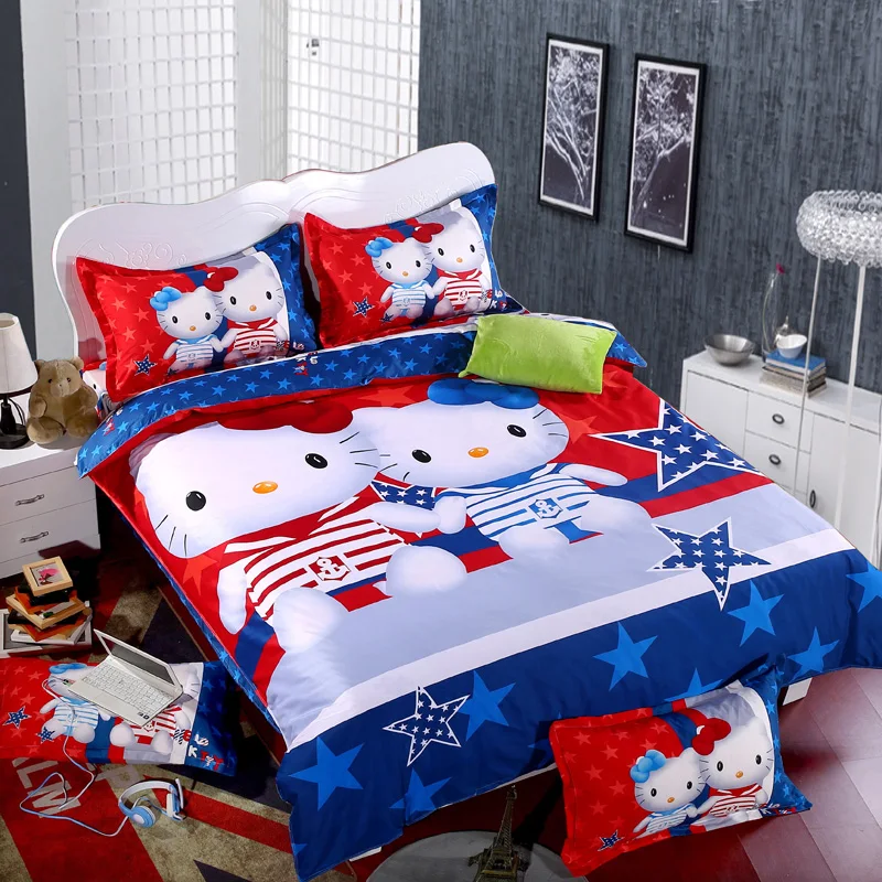 13 Комплект постельного белья с рисунком Hello Kitty Doraemon 4 шт./3 шт. пододеяльник набор постельного белья из мягкого полиэстера набор простыней для плоской кровати наволочка - Цвет: 13