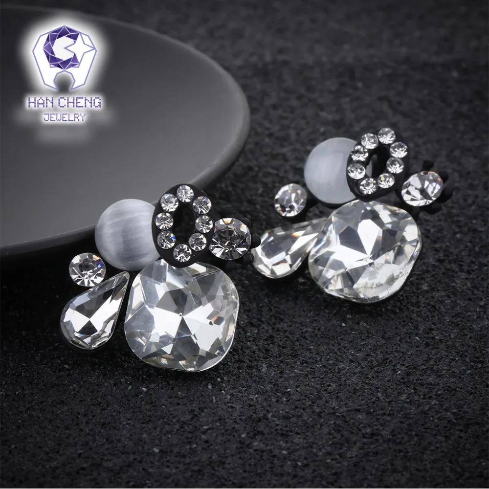 Женские серьги-гвоздики HanCheng с черным камнем | Украшения и аксессуары