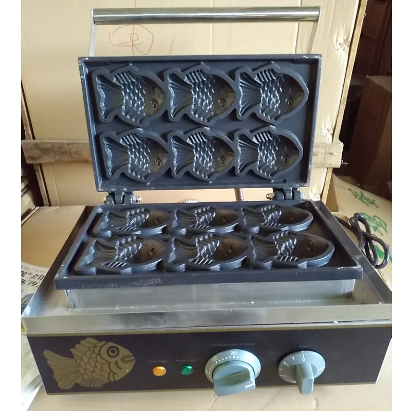 Бесплатная доставка электрическая вафельная машина Taiyaki для маленькой рыбы 6 шт.