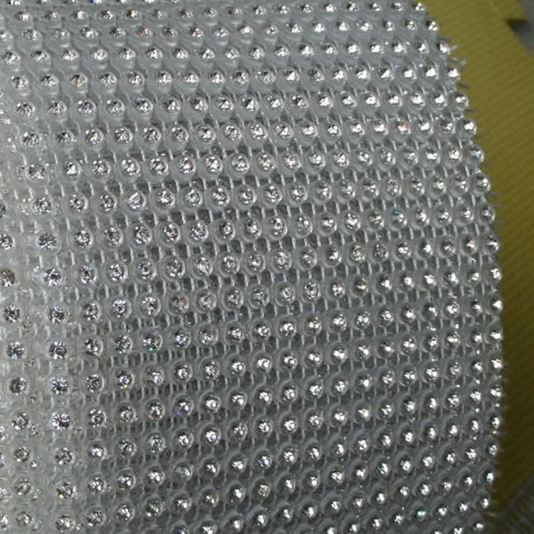 

free shipping plastic rhinestone mesh trimming 3mm clear base with crystal clear stones ,stretch style mesh trimming 24 rows
