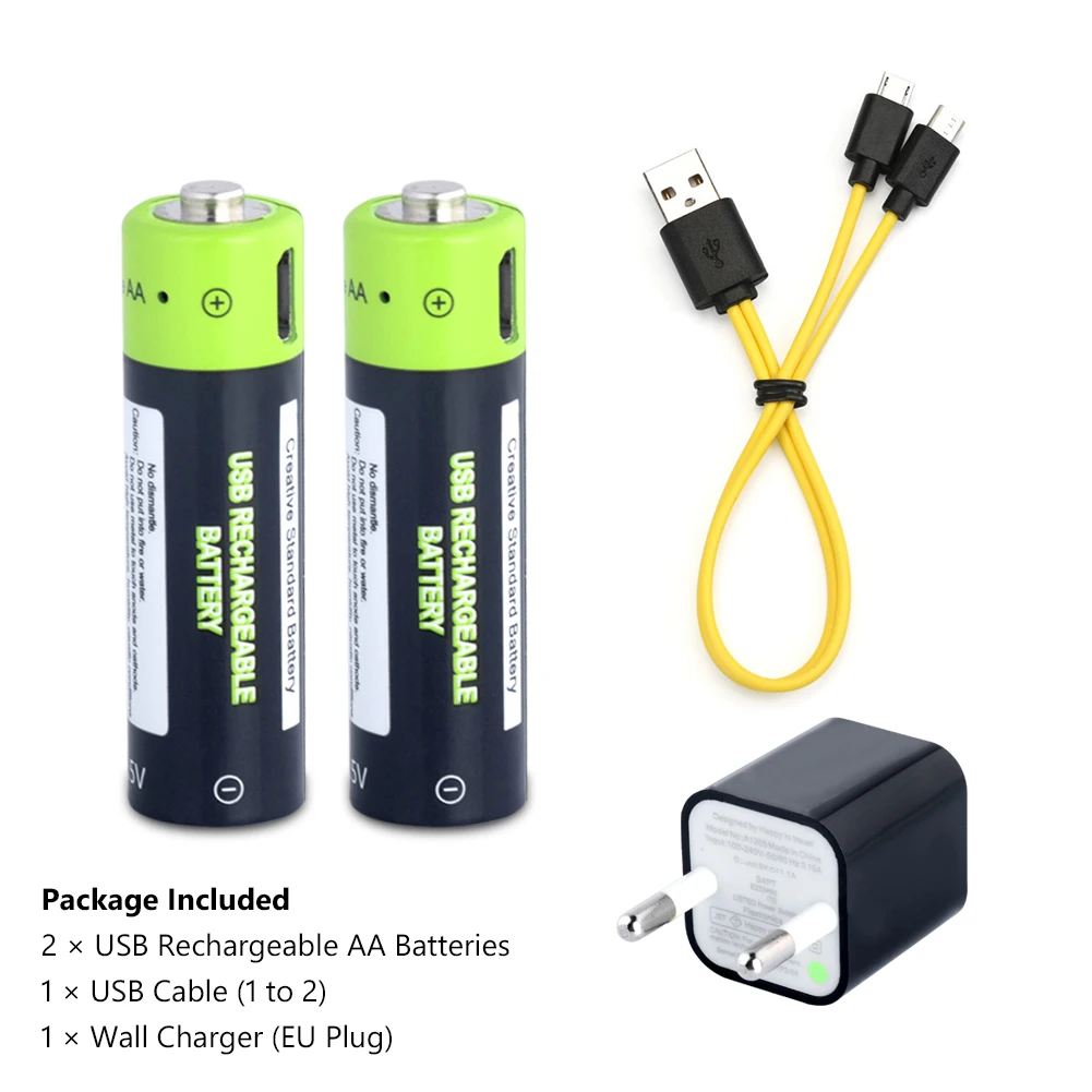 2Pcs EUcharger cable 1,5 в перезаряжаемый 1250 мАч микро USB заряженный литий-полимерный аккумулятор+ usb кабель+ настенное автомобильное зарядное устройство для пульта дистанционного управления - Цвет: 2Pcs EUcharger cable