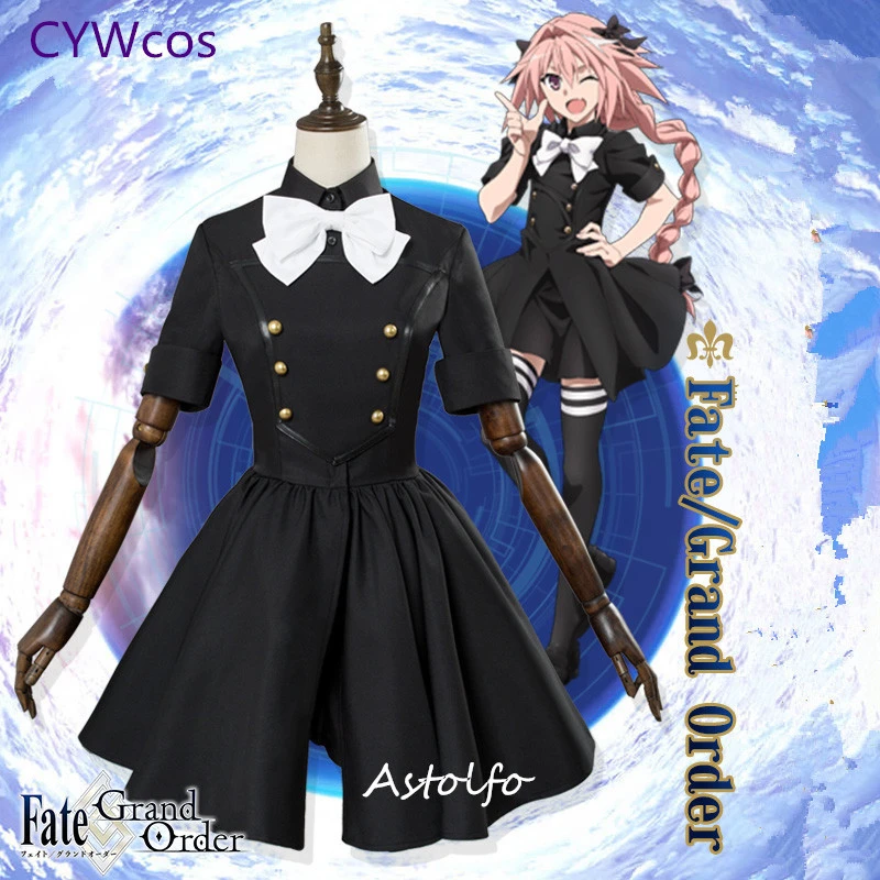 Fate/Apocrypha FGO Косплей Astolfo Черное женское платье костюм летние вечерние платья