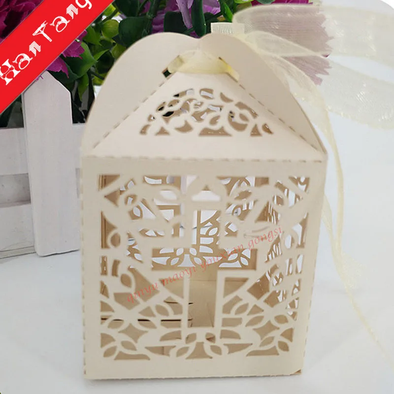 beige 25 шт. Свадебная подарочная коробка скрещивание коробки для конфет Baby Shower или день рождения для крещения и причастия пасхальное украшение 5Z - Цвет: beige