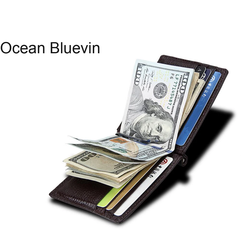 Кожаные зажимы для денег OCEAN BLUEVIN мужские сумочки карман монет сумка зажим слоты