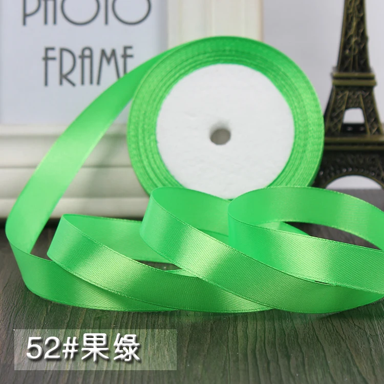 Apple Green 22 м/лот 15 мм шелковые атласные ленты Рождественские Свадебные украшения подарок на день рождения упаковка DIY ремесла розы искусственный цветок - Цвет: Apple Green