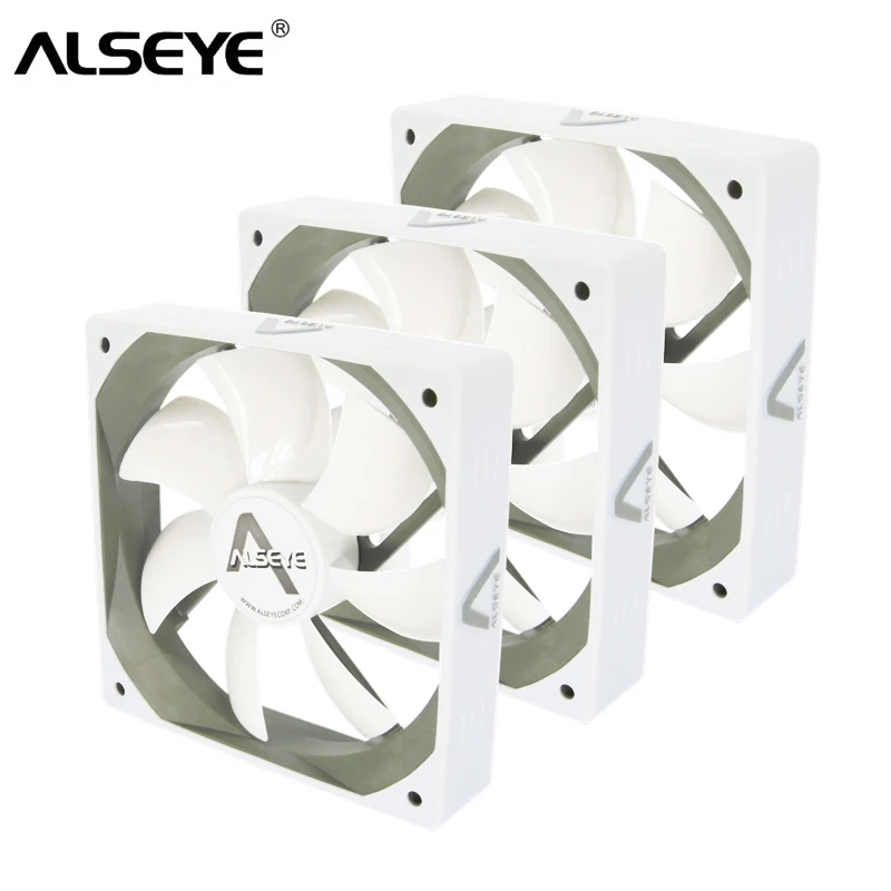 ALSEYE кулер 120 мм вентилятор для компьютера 3 частей белый DC 12V 3pin случае охлаждения