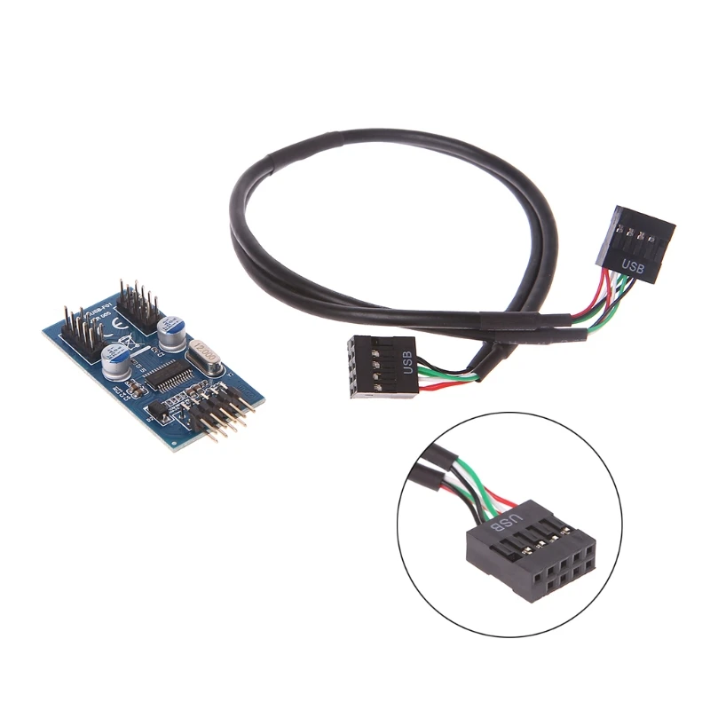 Чехол для ПК с внутренним 9-контактным USB 2 0 на Dual 9-контактный PCB двойным
