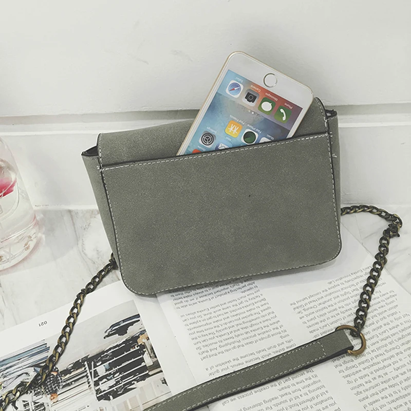 2017 Новых женщин способа сумка скраб цепи мешок Нубук небольшой сумки через плечо