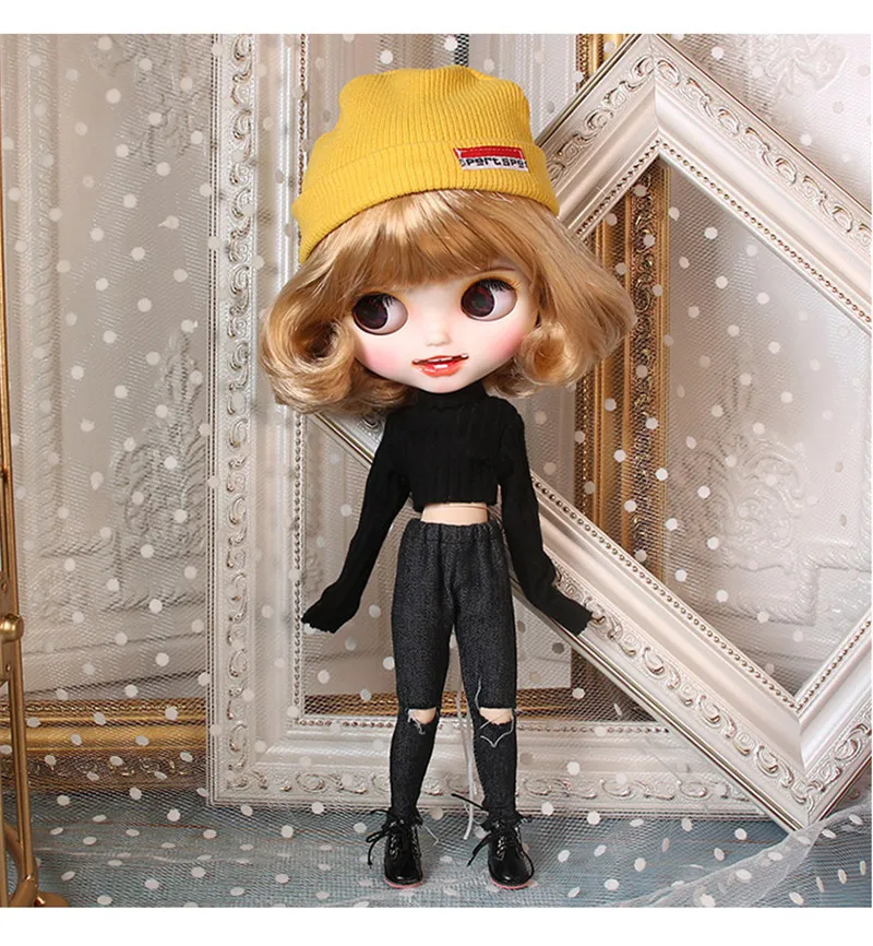 Ледяной обнаженный Blyth кукла для серии № BL2240/3227 медовый каштановый волос резные Губы Улыбка матовое лицо соединение тела 1/6 bjd