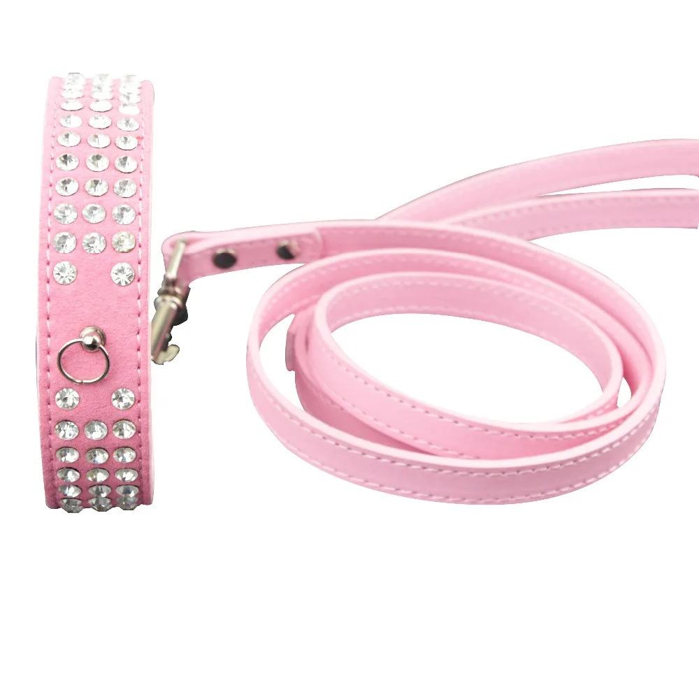 Модный мягкий замшевый ошейник для собак с 3 рядами со стразами и подходящие