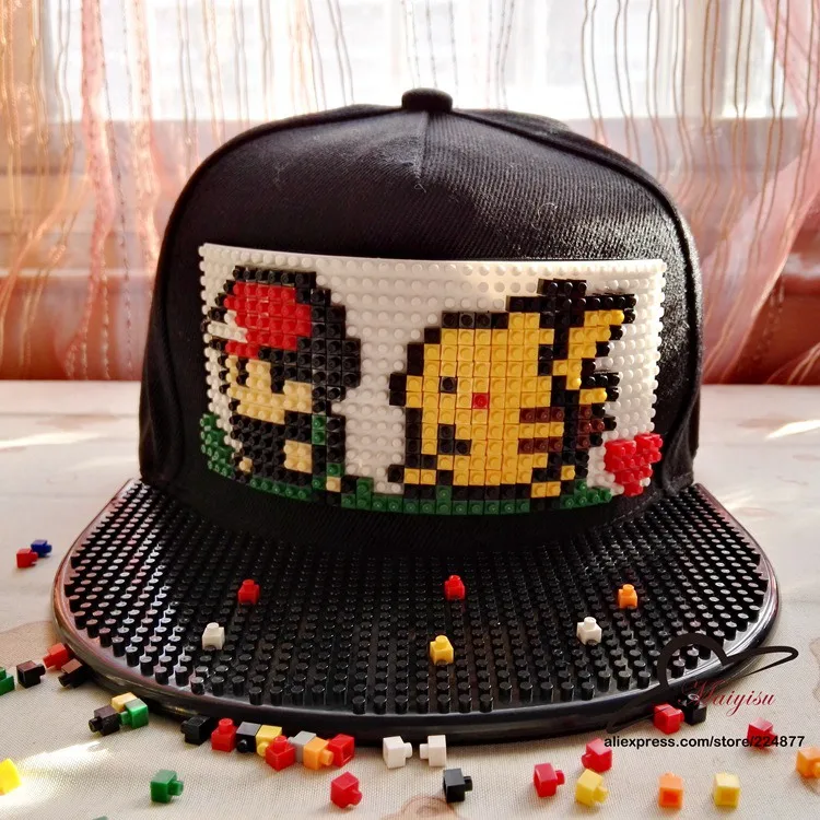 Модные Мультяшные Мозаики DIY кирпичные игрушечные строительные блоки Железный человек бейсбольная кепка с плоскими полями шляпа хип-хоп - Цвет: 91