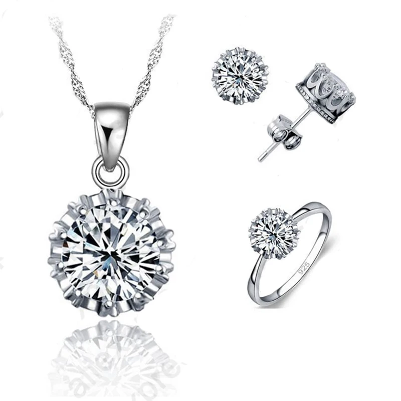 Горячая продажа 925 стерлингового серебра ювелирные наборы из кубического