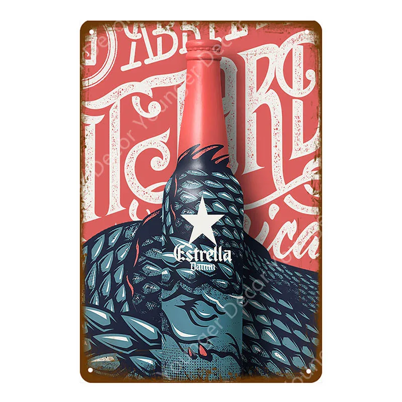 YD2483F Питьевое Пиво Вино Estrella Damm металлические знаки Паб Бар Ресторан Кухня домашний декор для стен в винтажном стиле художественная живопись плакат - Цвет: YD2483F