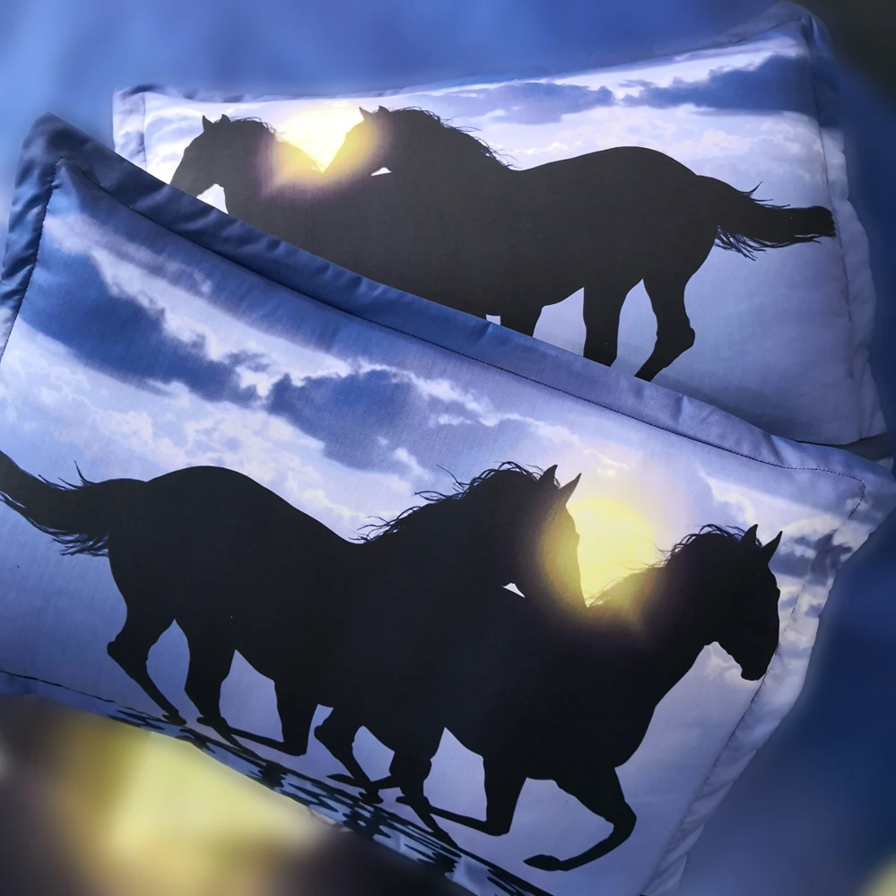 4 шт. в наборе лошади бегущие на пляже закате 3d набор для кровати с цифровым