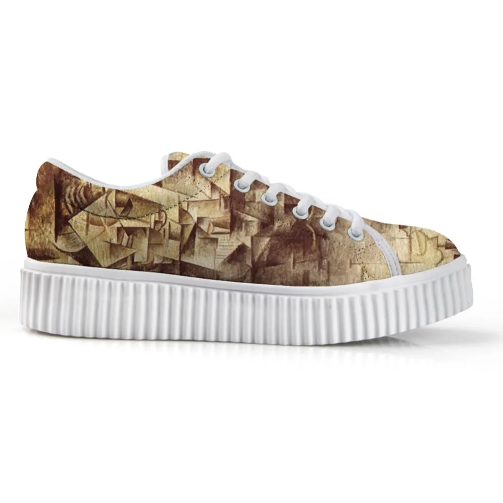 Женская обувь на плоской платформе Стильная женская шнуровке с низким верхом