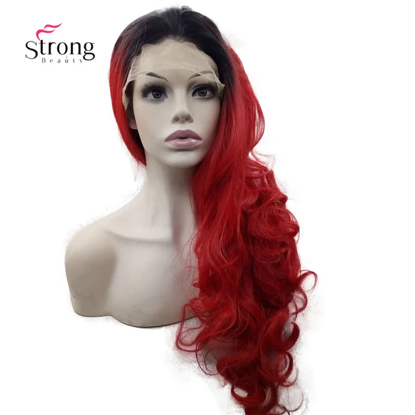 StrongBeauty Омбре пепельные 2 тона синтетический парик с кружевом спереди темно-корни длинные волнистые Серебристые серые замена волос выбор цвета - Цвет: MX108