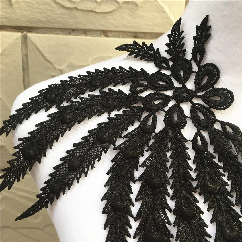 1 шт. черный/белый Pteris кружева ручной работы бисер 3D свадебное платье аппликация